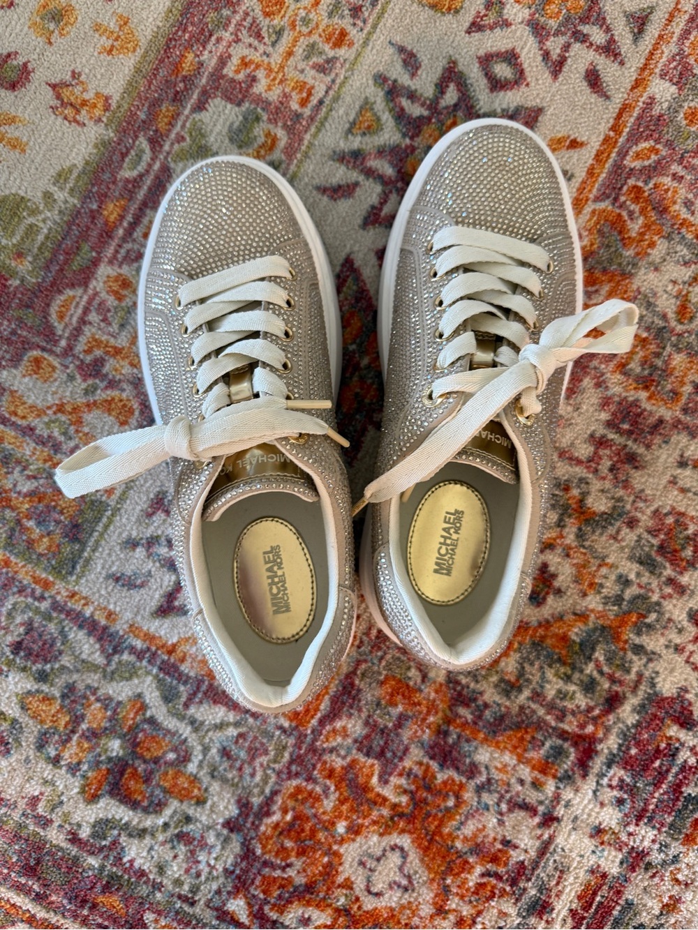 Michael Kors Romey Embellished Platform Sneakers - Gold